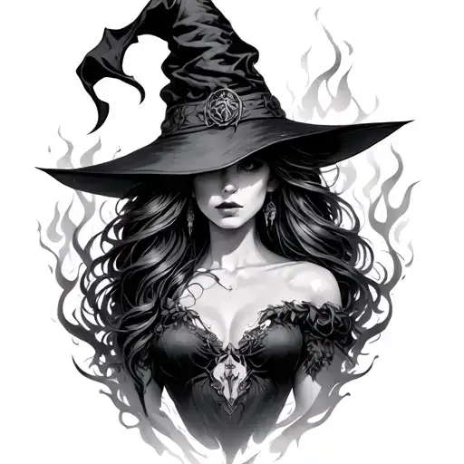 Burning Witch Beautiful Woman