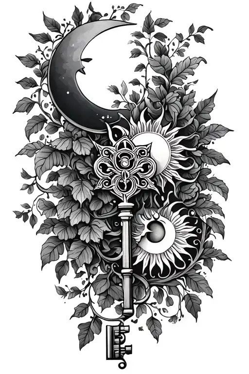 Vines With A Key And Sun And Moon