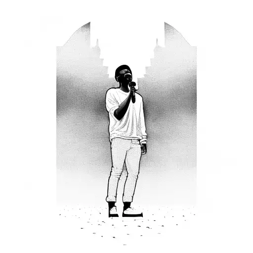 A Silhouette Of Frank Ocean Singing On A Stage In Black-grey Style