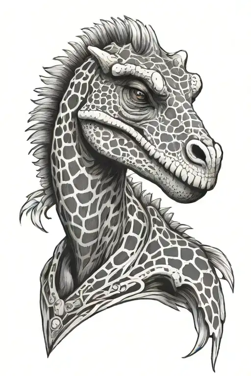 Raptor Dinosaur With Giraffe Pattern