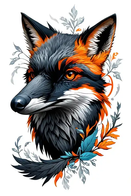 Fox And Raven With Some Color