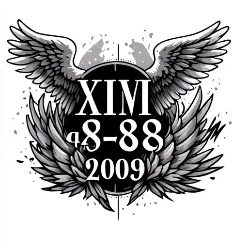 Roman Numeral Date 04-28-2009 With Angel Wings