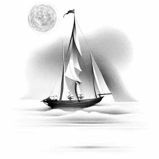 A Majestic Boat Sailing Through A Serene Nature Landscape