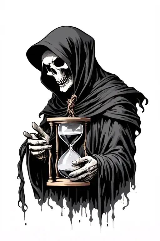 Grim Reaper Holding An Hourglass