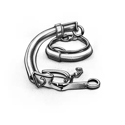 Motorcycle Handlebars Intertwined With A Dog Leash