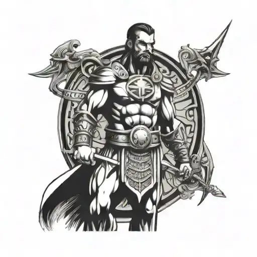 Mighty Warrior Man Standing Proudly