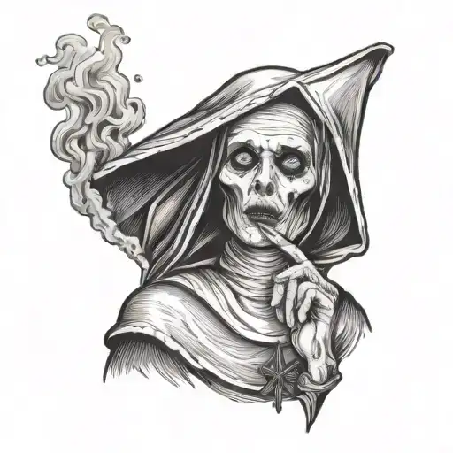 Bad Nun Smoking A Cigarette