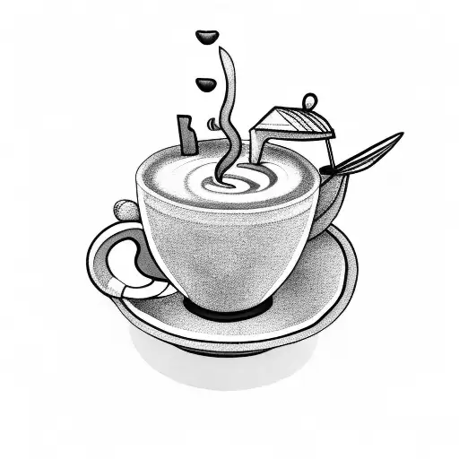 A Barista Pouring Latte Art Into A Plant-shaped Coffee Cup