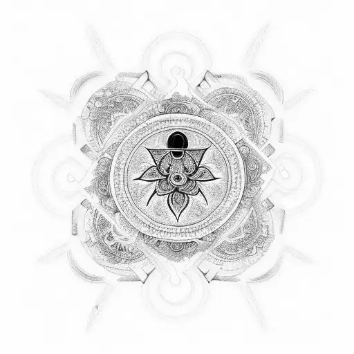 An Intricate Mandala Design Incorporating Musical Notes And Water Elements