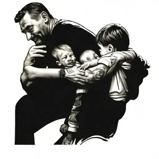 Dad Playing With Children Posing