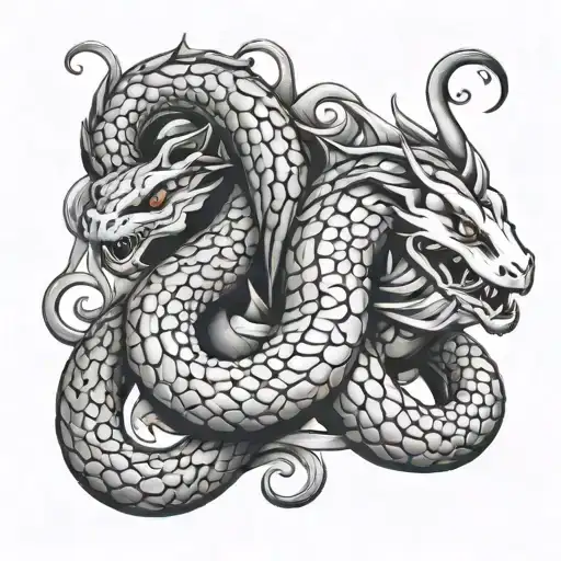 Emerald Serpents Italian Mafia Style Tattoo Stencile