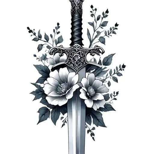 Sword And Flowers Wrapped