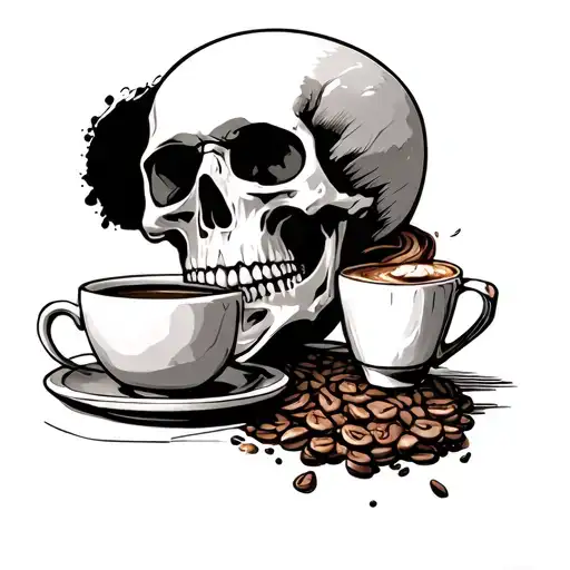 Skeleton Drinking Coffee