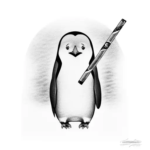 Penguin With Emo Hair Smoking A Cigarette