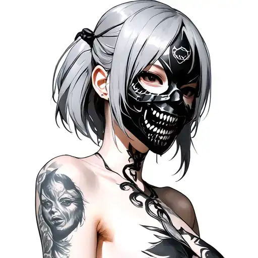 Female Anime Character With Tokyo Ghoul Konicki Ken Mask