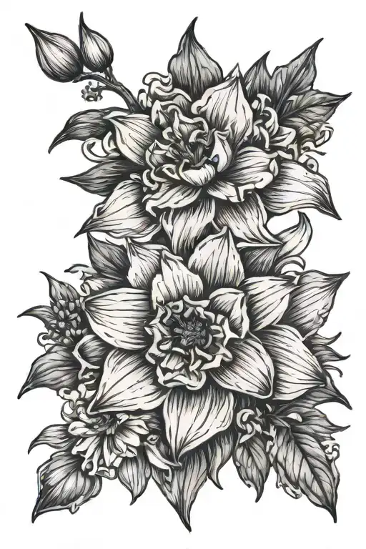 Holly And Narcissus Flower Mixed With Delphinium And Water Lily Simple