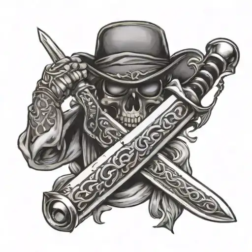 Sword Piercing Bottle Wearing A Bandana