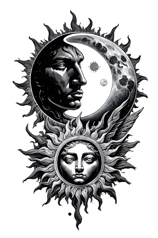 Apollo God Sun And Moon Merging