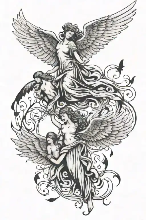 Birds Carrying Angel Falling