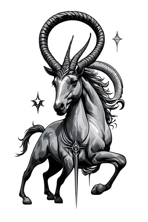 Sagittarius And Capricorn Intertwined As Celestial Line