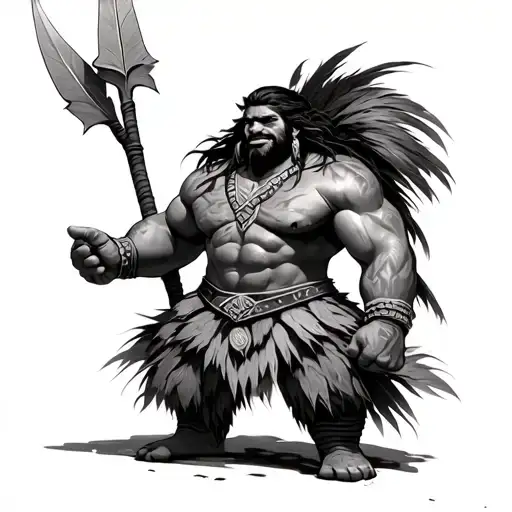 Cocomora Warrior Coconut From The Vaiana 2 Fairy Tale With A Spear In His Hand