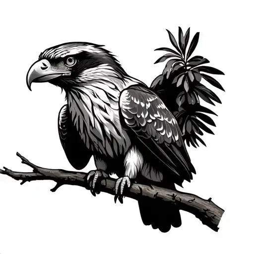 Philippine Eagle On A Tree Branch