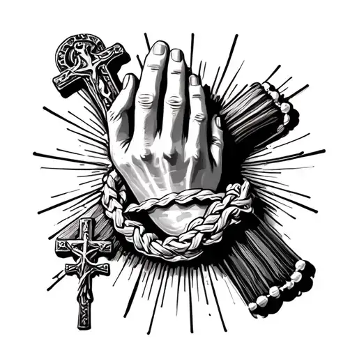 Cross Praying Hand Rosary Conch Shell Wrapped Memory For Brother