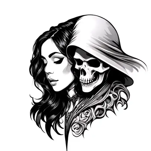 Reaper And A Attractive Woman