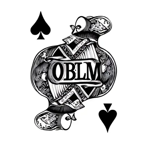 Queen Of Spades Symbol With Text 'Oblm'