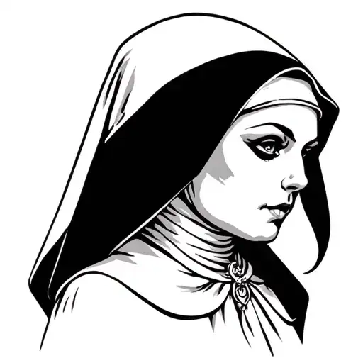 Kinky Nun Tattoo Design Black And White
