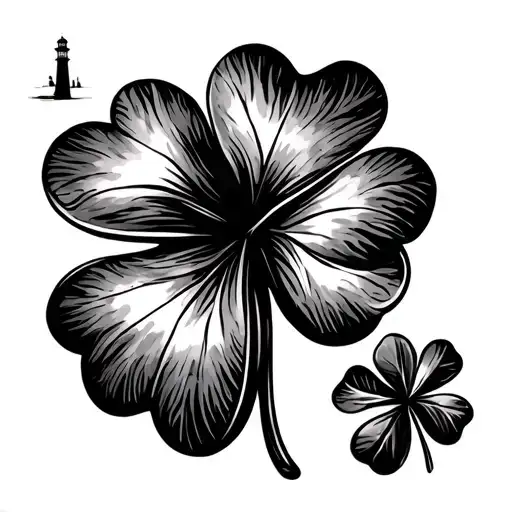 Lighthouse And Four Leaf Clover Leaf