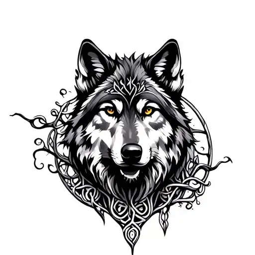 Wolf And Celtic Tree Of Life