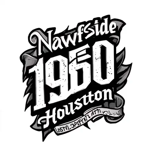 The Numbers 1960 And Nawfside Houston Tattoed On A Arm In Gangster Letters