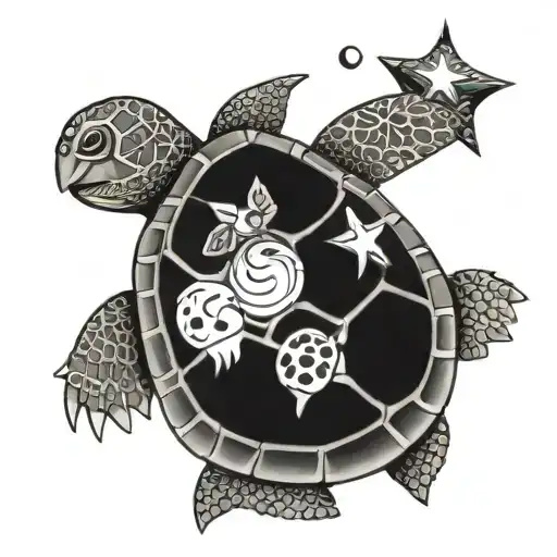 Turtle With Stars And Moons
