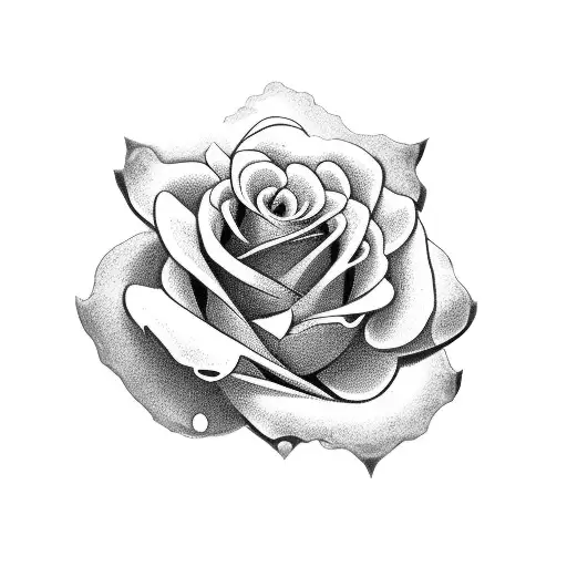 A Black-grey Tattoo Of A Heart-shaped Rosary With Roses Growing Out Of It