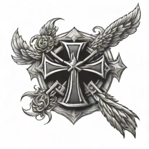 Iron Cross With War Bird Rising