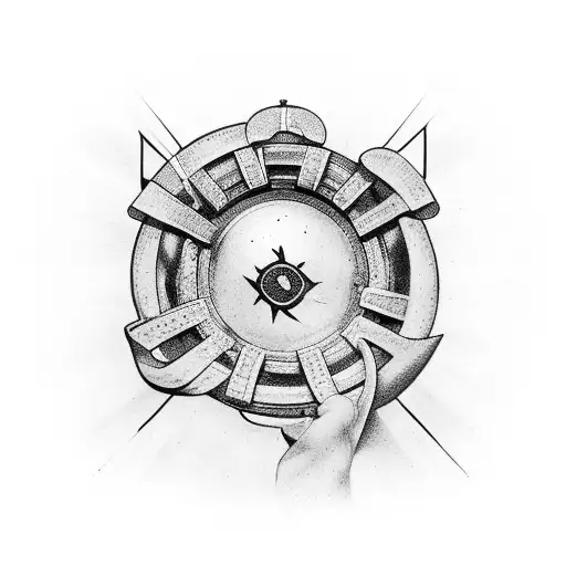 Greek Style Circle With Boxing Glove Inside And Sign Of Infinity Inside