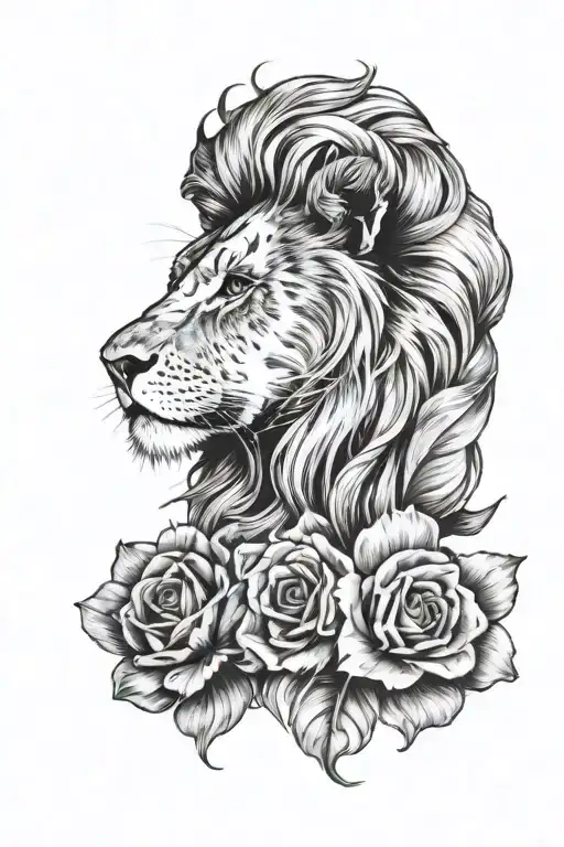 Half Lion Half Flowers With Paw Prints Leading