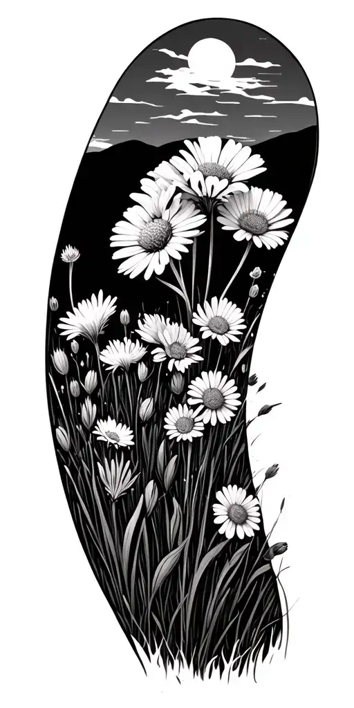 Wildflowers Foreground Prairie Landscape Background