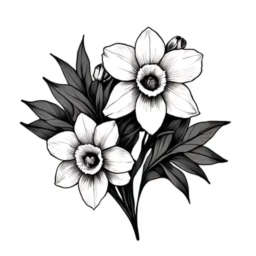 December Narcissus Collarbone Tattoo With The Words Sweet Honey