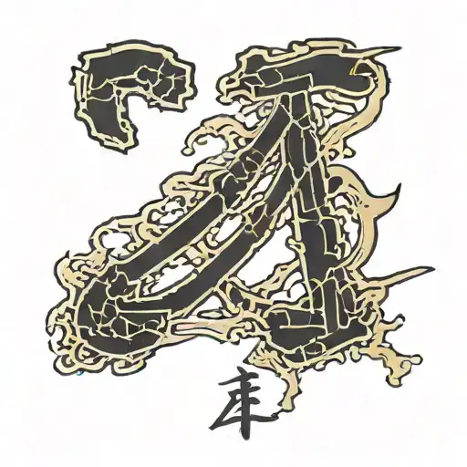 The Word 'Footprint' In Kanji Characters With Gold Marks On The Characters In A Kintsugi Style