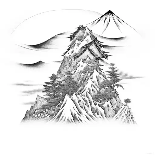 A Japanese-style Mountain Landscape With A Hidden Hiking Trail