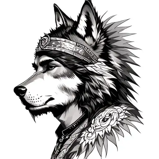 Man With Wolf Headdress