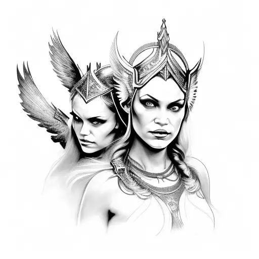 3 Valkyrie Faces Atop Eachother