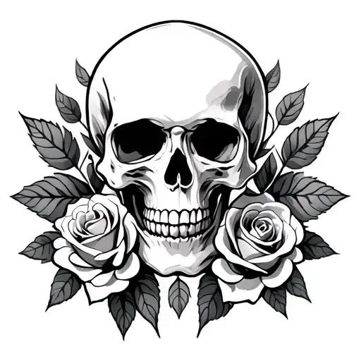 Skull With Roses Surrounding