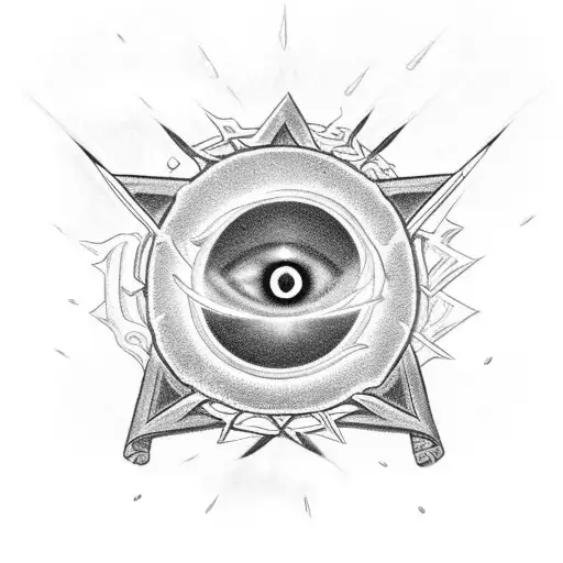 Tool 7 Point Star With Tools Flaming Eye