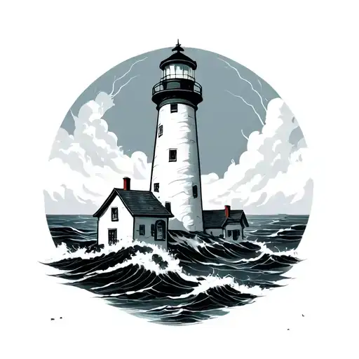 Lighthouse In The Storm With The Ovarian Cancer Symbol