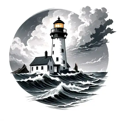Lighthouse In The Storm With The Ovarian Cancer Ribbon