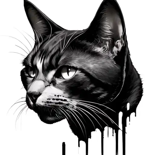 Cat Head 3Rd Aggressive And Dark Male Style Drawing Dark