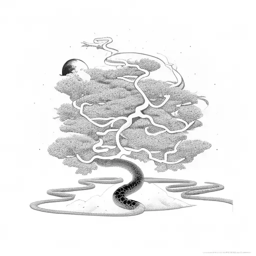 Bonzai Tree With Snake In Space